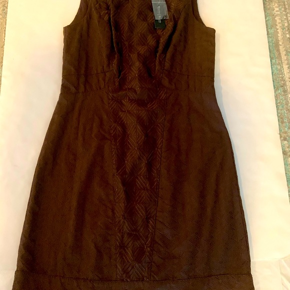 White House Black Market Size 6 Espresso Embroidered Sleeveless Shift Dress NWT - Picture 5 of 12